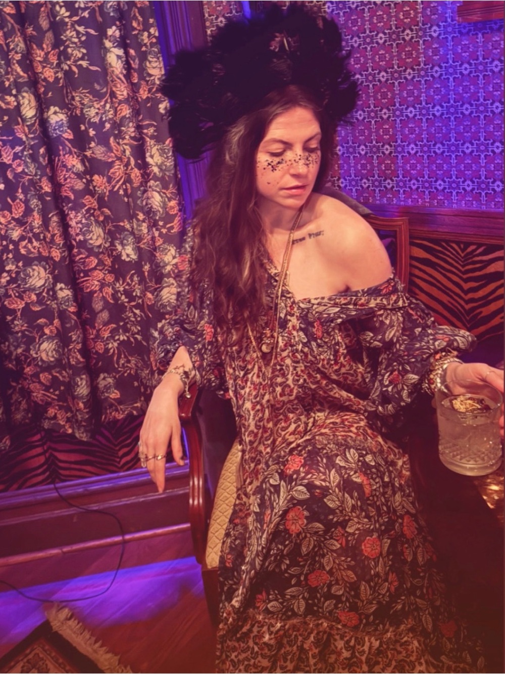 Free People Floral Patchwork Maxi Dress in Navy, Cream, Pink